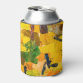 抽象芸術イエロー油絵画キャンバス 缶クーラー (缶正面)