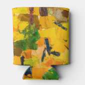 抽象芸術イエロー油絵画キャンバス 缶クーラー (裏面)