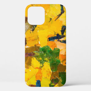 抽象芸術イエロー油絵画キャンバス iPhone 12ケース