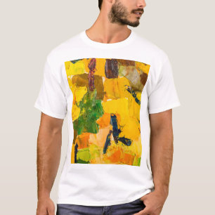 抽象芸術イエロー油絵画キャンバス Tシャツ