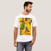 抽象芸術イエロー油絵画キャンバス Tシャツ (正面フル)