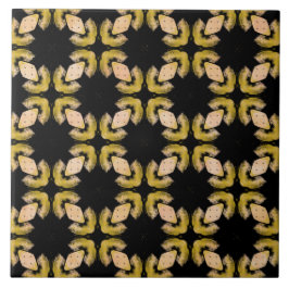 抽象芸術イエロー、オレンジ、黒のパターン タイル