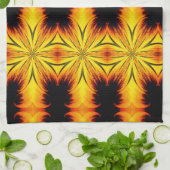 抽象芸術イエロー&ブラウン万華鏡のように千変万化するパターンアート キッチンタオル (折り畳み)