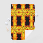 抽象芸術イエロー&ブラウン万華鏡のように千変万化するパターンアート ゴルフタオル (インサイチュ)