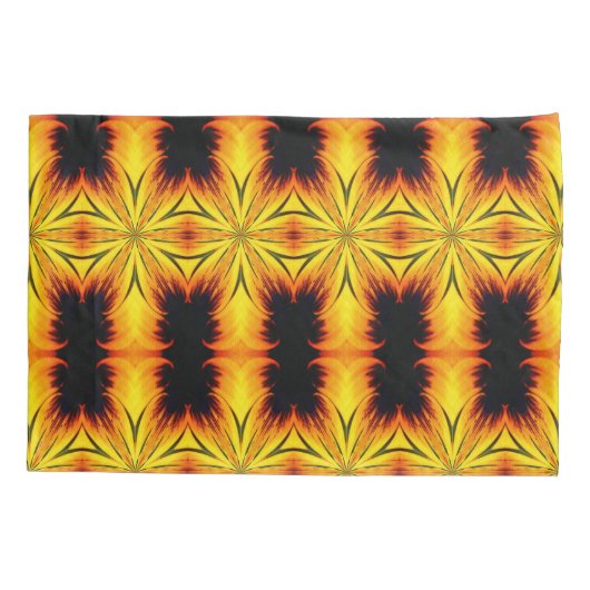 抽象芸術イエロー&ブラウン万華鏡のように千変万化するパターンアート 枕カバー (裏面)