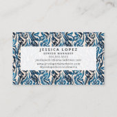 抽象芸術イカットブルーウォーターカラープロフェッショナル汎用 名刺 (裏面)