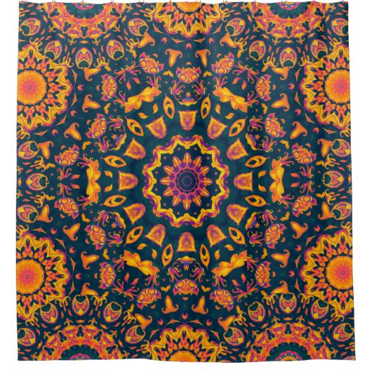 抽象芸術イスラムのパターン、アラビアのスタイル。シームレス  シャワーカーテン (正面)