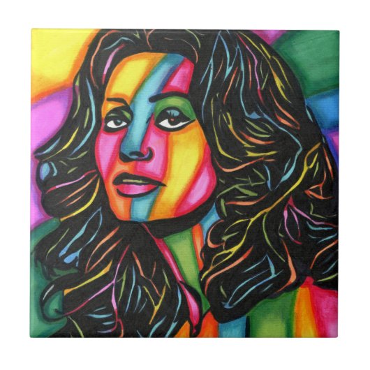 抽象芸術イタリアン女性顔オリジナルアート タイル (正面)