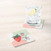 抽象芸術イチゴコースター スクエアペーパーコースター (インサイチュ)