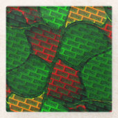 抽象芸術イメージのモンタージュ（赤と緑） ガラスコースター (正面)