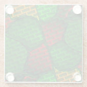 抽象芸術イメージのモンタージュ（赤と緑） ガラスコースター (裏面)