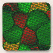 抽象芸術イメージのモンタージュ（赤と緑） コースター (正面)