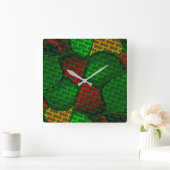 抽象芸術イメージのモンタージュ（赤、緑、黄） スクエア壁時計 (ホーム)