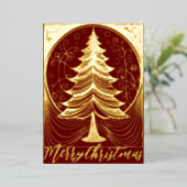 抽象芸術イラストレーションメリークリスマスツリーテーマ 箔シーズンカード (立ち正面)