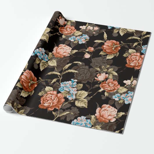 抽象芸術イラストレーション描フローラ継ぎ目のないパターン ラッピングペーパー (アンロールド)