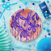 抽象芸術インキフラワーオレンジパープル ペーパープレート (パーティー)