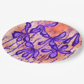 抽象芸術インキフラワーオレンジパープル ペーパープレート (アングル)