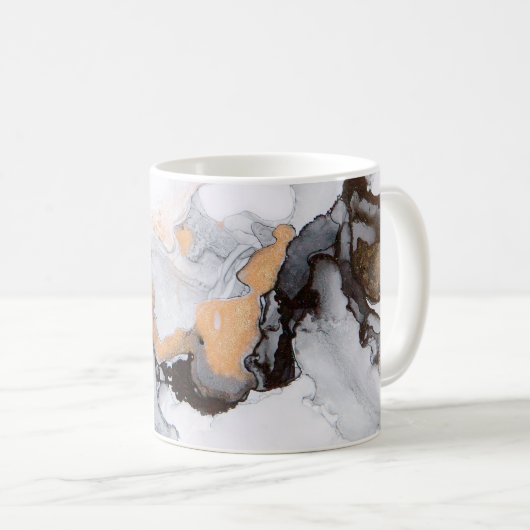 抽象芸術インクとアクリルの背景2018年のトレンド。L コーヒーマグカップ (正面右)