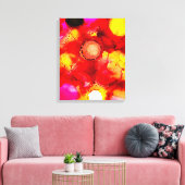 抽象芸術インクアート黄赤とピンク キャンバスプリント (インサイチュ (リビング))