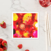 抽象芸術インクアート黄赤とピンク スタンダードカクテルナプキン (インサイチュ)