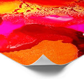 抽象芸術インクアート黄赤とピンク ポスター (角)