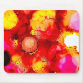 抽象芸術インクアート黄赤とピンク マウスパッド (正面)
