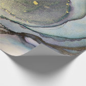 抽象芸術インクシメリーパープルティール(緑がかった色)金ゴールド ラッピングペーパー (角)