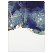 抽象芸術インクシルバーネイビーグリッターモノグラム クリップボード (裏面)