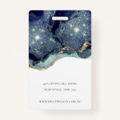 抽象芸術インクシルバーネイビーグリッター写真 バッジ (裏面)