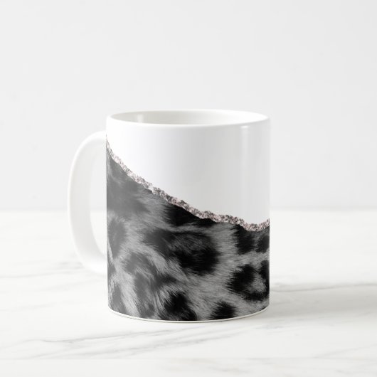 抽象芸術インクシルバーネイビーグリッター コーヒーマグカップ (正面左)