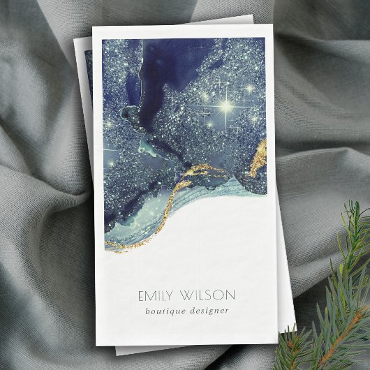 抽象芸術インクシルバーネイビーブルーグリッター