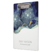 抽象芸術インクシルバーネイビーブルーグリッター クリップボード (左)