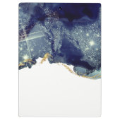 抽象芸術インクシルバーネイビーブルーグリッター クリップボード (裏面)