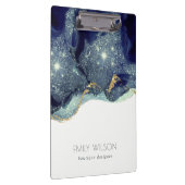 抽象芸術インクシルバーネイビーブルーグリッター クリップボード (右)