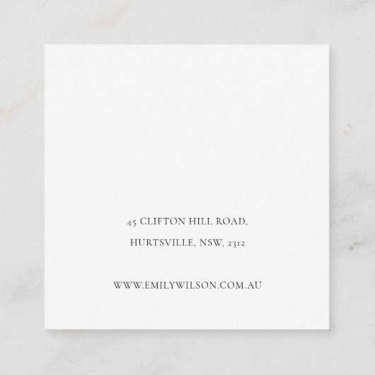 抽象芸術インクシルバーネイビーブルーグリッター スクエア名刺 (裏面)