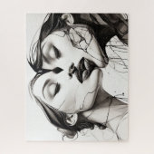 抽象芸術インクスケッチオブレズビアンラブ ジグソーパズル (縦)