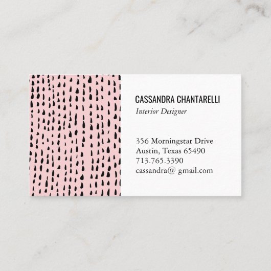 抽象芸術インクドット上のピンクの名刺デザイン 名刺 (裏面)