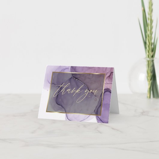 抽象芸術インクバラピンクプラムありがとう サンキューカード (正面)