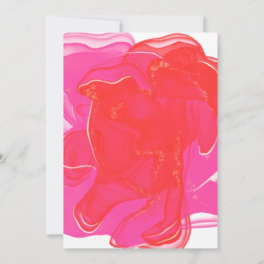 抽象芸術インクピンクオレンジ期パーティー 招待状 (裏面)