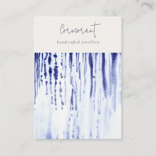 抽象芸術インクブルーラインイヤリングスタッドホルダー 名刺 (正面)