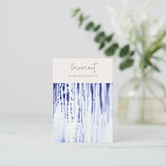 抽象芸術インクブルーラインイヤリングスタッドホルダー 名刺 (スタンド正面)