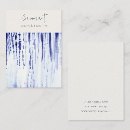 抽象芸術インクブルーラインイヤリングスタッドホルダー 名刺 (正面/裏面)