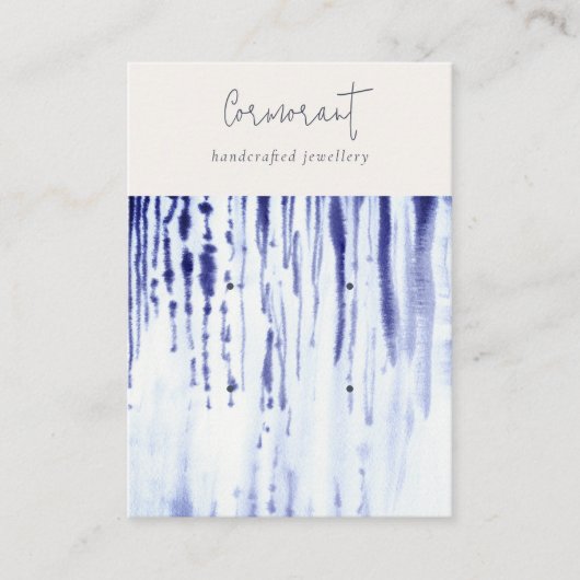 抽象芸術インクブルーライン2イヤリングスタッドホルダー 名刺 (正面)