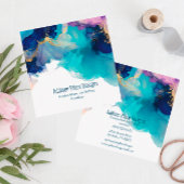 抽象芸術インクブルーラベンダー スクエア名刺