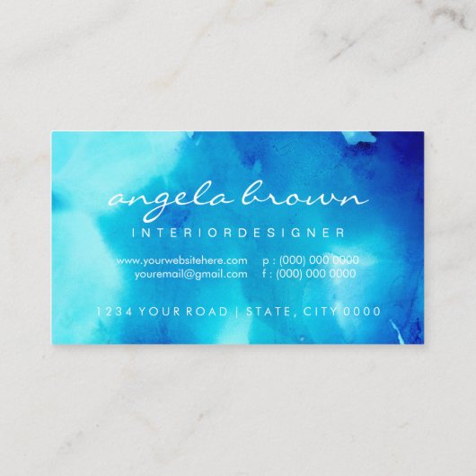 抽象芸術インクブルー海シーグラデーション 名刺 (裏面)