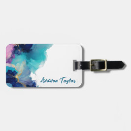 抽象芸術インクブルー/ティール（緑がかった色）ラベンダー ラゲッジタグ