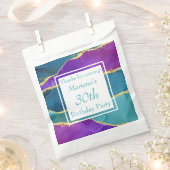 抽象芸術インク明るい赤紫色ピンクティール（緑がかった色）金ゴールド誕生日 フェイバーバッグ (クリップ留めされた状態)