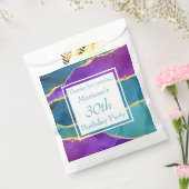 抽象芸術インク明るい赤紫色ピンクティール（緑がかった色）金ゴールド誕生日 フェイバーバッグ (封をした状態)