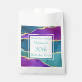 抽象芸術インク明るい赤紫色ピンクティール（緑がかった色）金ゴールド誕生日 フェイバーバッグ (正面)