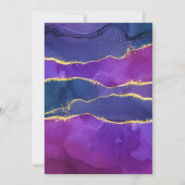 抽象芸術インク明るい赤紫色ピンクパープル金ゴールド 招待状 (裏面)